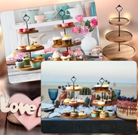 Country Cottage Dessert Display Plateau à gâteaux en couches Support à cupcakes en bois Plateau en bois 3 pièces
