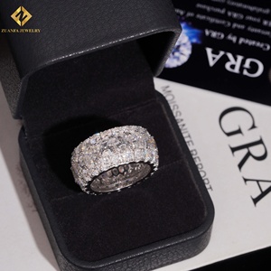 Anillos de Boda Personalizados al por Mayor, Anillos de Fiesta de Plata Esterlina S925 con Pavé Completo, Anillo de Eternidad con Moissanita VVS, Anillo de Fábrica - Product Image 3
