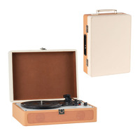 Vente en gros de tourne-disque vinyle en bois avec haut-parleurs stéréo, entrée AUX, Bluetooth, USB, SD, vitesses 33/45/48