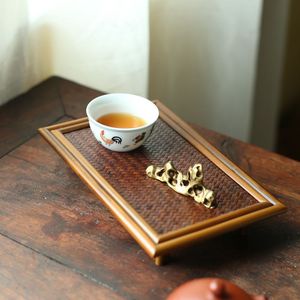 Lacquered <b>tea</b> table, bamboo Japanese-style <b>tea</b> <b>set</b>, <b>tea</b> tray, small household <b>tea</b> table, teapot mat, dry brewing table, one - Product Image 1
