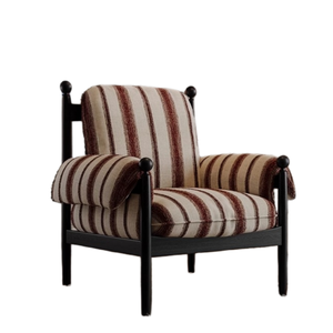 Fauteuil rétro Wabi Sabi français en bois massif, dossier haut, pour salon, tissu en coton et lin, rembourrage en mousse - Product Image 5