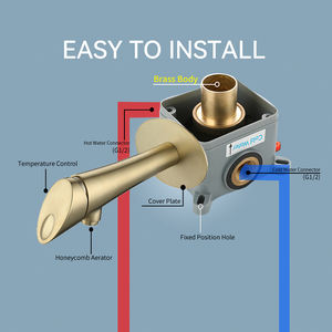 Grifos mezcladores de lavabo de baño montados en la pared de oro rosa de nuevo diseño, grifos de lavabo de un solo Mango, grifo mezclador de lavabo concedido para Baño - Product Image 6