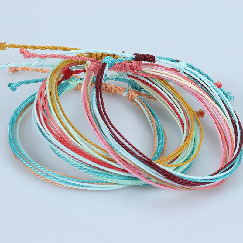 Blues Wholesale good Price Summer Waxed Strings Jewelry Waterproof Adjustable Anklet Bohemia Braided Rope Anklet for girls