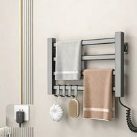 Sèche-serviettes électrique intelligent avec chauffage et séchage, design moderne, 4 barres, sans perçage, en alliage d'aluminium pour salle de bain