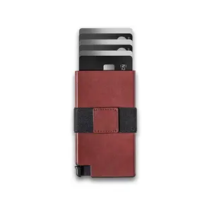 Customized Leather Pop Up Card Holder Mens RFID Blocking Wallet Soft Genuine Leather Women Wallet With Money Clip