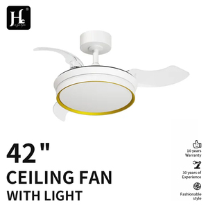 Ventilateur de plafond LED 36 pouces, corps métallique moderne avec abat-jour en acrylique, pales rétractables et pliables, télécommande pour la maison et le bureau - Product Image 3