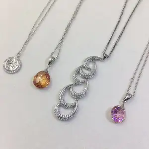 Aug jewelry necklace mix and match wholesale crystal micro-inlaid zircon pendant copper-plated 18k gold necklace clavicle chain