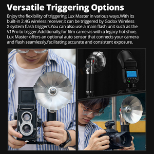 Flash pour appareil photo rétro Godox Lux Master Mini - Rechargeable, synchronisation haute vitesse, té<span class=keywords><strong>l</strong></span>écommande sans fil pour Fuji Olympus - Product Image 4