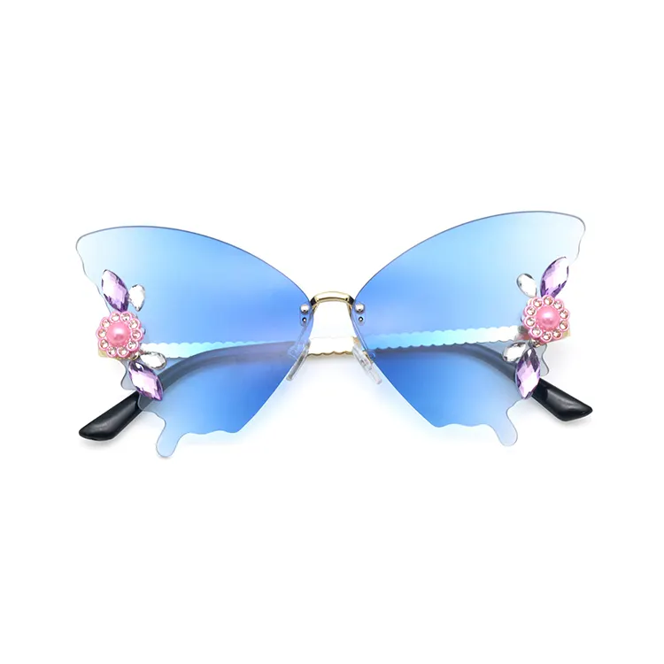 Occhiali da sole donna senza montatura alla moda di marca occhiali da vista firmati Design farfalla occhiali da sole UV400