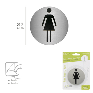 Placa Adhesiva para Baño "Woman" de Acero Inoxidable Ø/ 7 cm. - Product Image 2