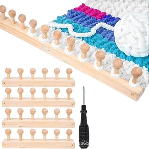 Wooden DIY Knitting Loom Kit With Pegs For Blankets Tapestry Thick Yarn Crafting - Product Image 1