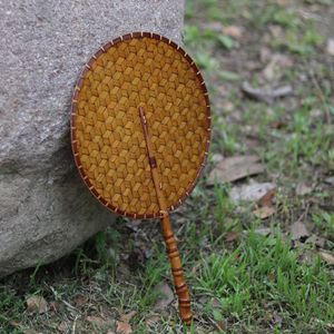 Handmade Bamboo Woven Fan Round Natural Craft Chinese Traditional Fan Art Collectible Gift - Product Image 4
