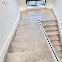 Marches d'escalier en marbre crème poli en gros, escaliers en pierre naturelle pour projets hôteliers et commerciaux, villas résidentielles haut de gamme