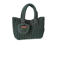 Sac à main en fil crocheté fait main, style coréen, couleur unie, mignon, pour tenue d'automne-hiver, motif dessin animé, en polyester