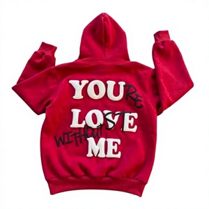 เสื้อฮู้ดดี้ STITCH LAB รุ่น Unisex สีดำ ลาย 3 มิติ สำหรับข้อความ "Youre Love Me Back" ทรงโอเวอร์ไซส์ ผลิตจากโพลีเอสเตอร์/คอตตอน ระบายอากาศได้ดี - Product Image 5