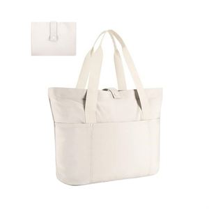 Sac fourre-tout d'été tendance pour femme avec logo personnalisé, grande poche, bandoulière en coton, fermeture éclair, grande poche personnalisée pour l'été - Product Image 2