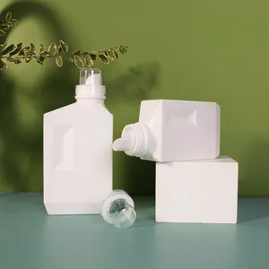 Özel 500ml 1000ml beyaz çamaşır şişe kare boş HDPE deterjan plastik çamaşır sıvı ambalaj şişeleri