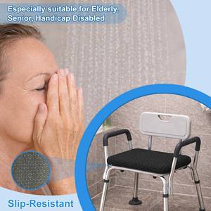 Coussin de siège de douche ergonomique antidérapant en tissu maillé pour personnes âgées, pour baignoire/chaise de douche, soulagement de la pression, amovible - Product Image 5