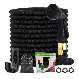 Tuyau d'arrosage extensible haute performance 3/4 "avec connecteur en caoutchouc arrosage magique et boîte en papier noir pour l'utilisation du jardin de lavage de voiture - Product Image 1