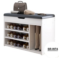 Meuble à chaussures en bois grande capacité pour entrée, avec rembourrage en mousse velours, convertible, extensible, design moderne, remplacement de range-chaussures