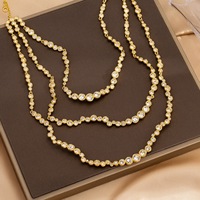 Cadena de Eslabones de Cobre con Baño de Oro de 18K, Diseño Original de Genius, Estilo Moderno, Elaborada, con Circonitas, para Mujer, Aniversario