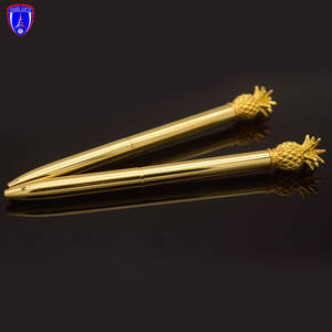 Stylos en métal doré ananas avec logo personnalisé pour personnalisation stylo publicitaire logo personnalisé - Product Image 2