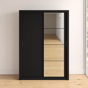 New Design <strong>Furniture</strong> Mirrored <strong>Bedroom</strong> Set <strong>Black</strong> Storage Sliding Wardrobe High <strong>Gloss</strong> Wood <strong>Bedroom</strong> - Product Image 2