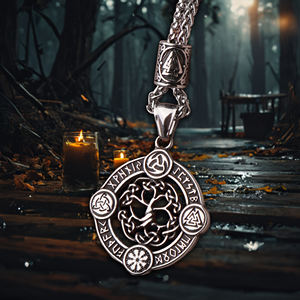 Nórdico vikingo Odín triángulo Logo <span class=keywords><strong>runa</strong></span> <span class=keywords><strong>Runa</strong></span> colgante Árbol de la vida collar de acero inoxidable ocasiones de regalo Material de acero de titanio - Product Image 2