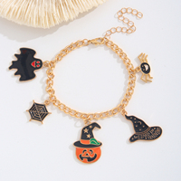 Lot de 4 Bracelets et Joncs en Résine Thème Halloween avec Motifs Crâne, Chapeau de Sorcière, Citrouille et Squelette - Coffret Cadeau Unisexe pour Fêtes