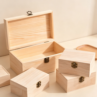 Boîte de rangement rectangulaire en pin ESTICK avec couvercle rabattable, organisateur en bois Tongmu, décoration d'intérieur, cadeau, petite et grande taille