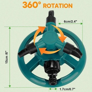 Aspersor Rotatorio de 360 Grados con Base de 3 Brazos, Dirección de Rociado Ajustable, Conector Rápido de 1/2'', Aspersor para Jardín, Patio y Césped - Product Image 5