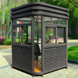 Steel <b>Security</b> Booth With Curved Design Black Outdoor Guard House For Parking <b>Equipment</b> - Product Image 1