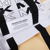Sacs fourre-tout réutilisables en RPET laminé, résistants, personnalisables avec logo, imperméables, écologiques, pour les courses, avec longues poignées