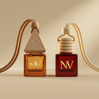 Vente en gros de flacons diffuseurs de parfum pour voiture en verre carré de 8 ml, vides, personnalisables, avec bouchon en bois et cordon, parfum d'ambiance, direct usine