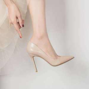 Zapatos Elegantes de Tacón Súper Alto con Punta en Pico, Color Albaricoque, Talla Grande - Product Image 1