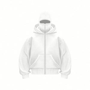Autumn Winter Double Hat DIY Ins Hooded Zipper Sweatshirt <b>Jacket</b> for Men Women - Product Image 3