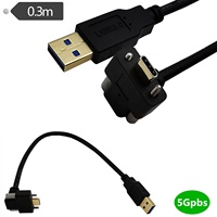 Panel Pengunci Sekrup Sudut 90 Derajat Dudukan USB 3.0 A Jantan Ke Kabel Tipe C 0.3M