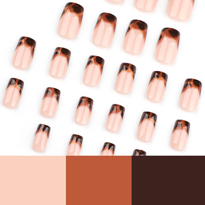 Mùa Thu/Mùa Đông Pháp Leopard In Nửa Bìa Nail Mô Hình Ngắn Vuông Có Thể Tháo Rời Press-On Nổ Móng Tay Giả Cho Ngón Tay - Product Image 5