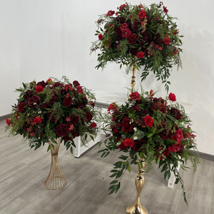 Boule de fleurs artificielle de luxe verte et rose, centre de table floral pour mariage, décoration de table de Noël, thème <span class=keywords><strong>des</strong></span> fêtes - Product Image 3