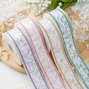 Nine-Colored Ribbon Floral Satin Ribbon 1-1/2 Inch Double Face Printed Craft Decoration Europe And America Style - Product Image 2