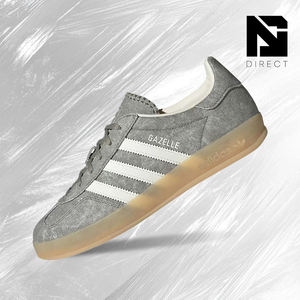 Adidas Gazelle Indoor Silver Pebble off <b>White</b> Canvas Trending Designer <b>Shoes</b> Fashion <b>Men</b> <b>Casual</b> Walking Style Lace-Up Sneaker - Product Image 1