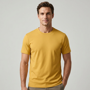 Nouveau T-shirt Homme Noir à Manches Courtes Col Rond Coupe Classique Couleur Unie Décontracté en Jersey Tricoté 100% Coton Design Uni - Product Image 6