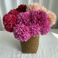 Arreglo Floral Artificial de 6 Cabezas con Alambre Dorado, Bola de Seda, Planta Verde, para Decoración de Bodas, Exteriores, Hogar, Auditorio, Estilo Simple