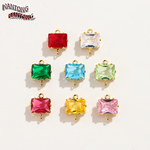 Pendentif carré en zircon, accessoires de bijoux DIY, pierre synthétique taille émeraude pour la fabrication de bracelets, colliers et boucles d'oreilles - Product Image 1