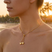Bracelet réglable en acier inoxydable avec deux cœurs, chaîne en argent avec fermoir coulissant, bijoux pour femmes, à porter au quotidien