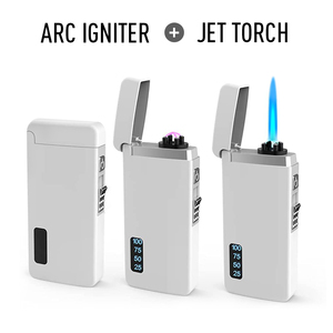 Refillable butan máy bay phản lực ngọn lửa Torch nhẹ hơn điện nhẹ hơn với LED hiển thị điện xách tay USB có thể sạc lại 2 trong 1 điện tử - Product Image 3