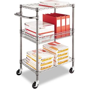 รถเข็นกลิ้งลวดสามชั้น28W x 16D x 39H แอนทราไซต์สีดำ - Product Image 2