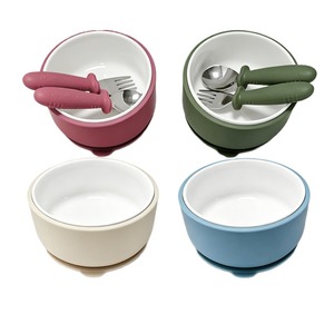 Tazón de Porcelana Personalizado para Bebé con Succión, Sin Cuchara, Libre de BPA, Tazón de Silicona de Grado Alimenticio con Succión - Product Image 1