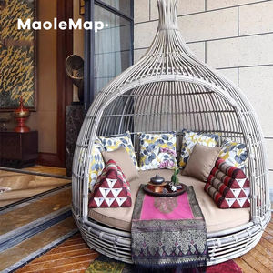 เตียงอาบแดดนอนโซฟาเฟอร์นิเจอร์กลางแจ้งชายหาดคาบาน่าชายหาดเตียงระเบียงหวายเตียงอาบแดดหวายผ่อนคลายเก้าอี้กรงนกสวนโซฟา - Product Image 4