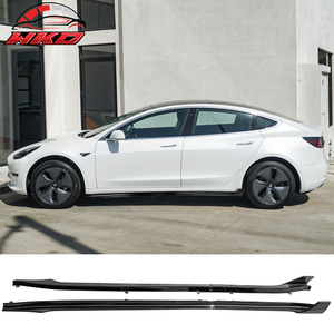 เหมาะสำหรับ Tesla Model 3 ปี 17-25 ชุดแต่งสเกิร์ตข้างทรง V สีดำเงา แผงกันกระแทกคุณภาพสูง อุปกรณ์ตกแต่งภายนอก - Product Image 1